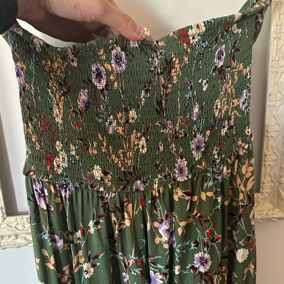 BAND OF GYPSIES | BOG Floral Green Floral Strapless Wide Leg Jumpsuit - Picture 9 of 14